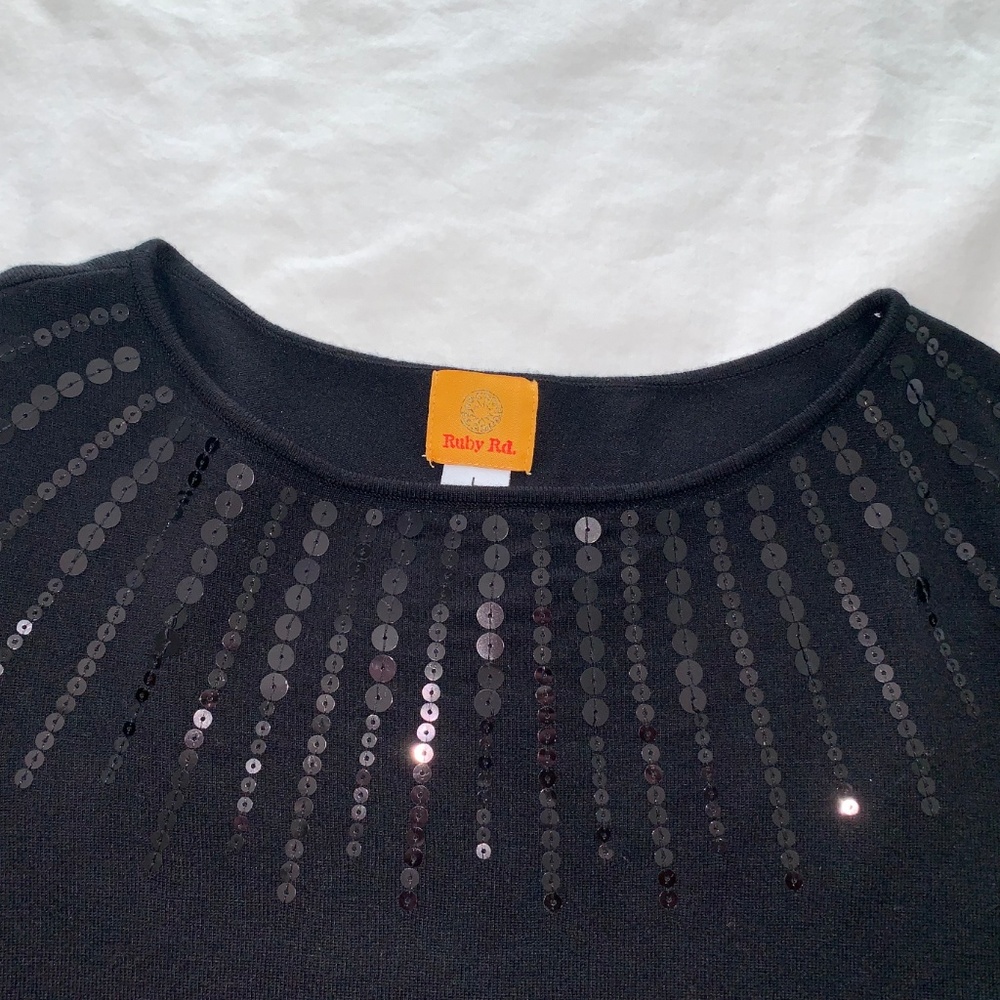 Ruby Rd. Black Sequin Sweater Size L - image 7